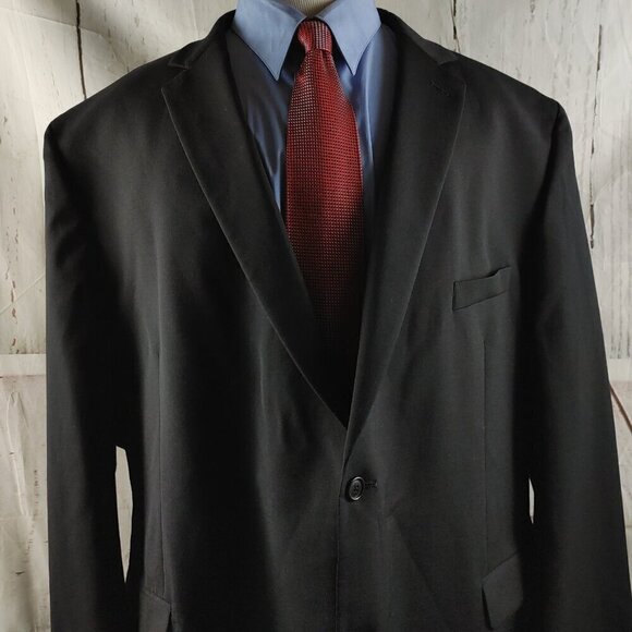 Pronto Uomo B&T 58L Wool Blend 2 Button Black Suit Jacket - Picture 6 of 14